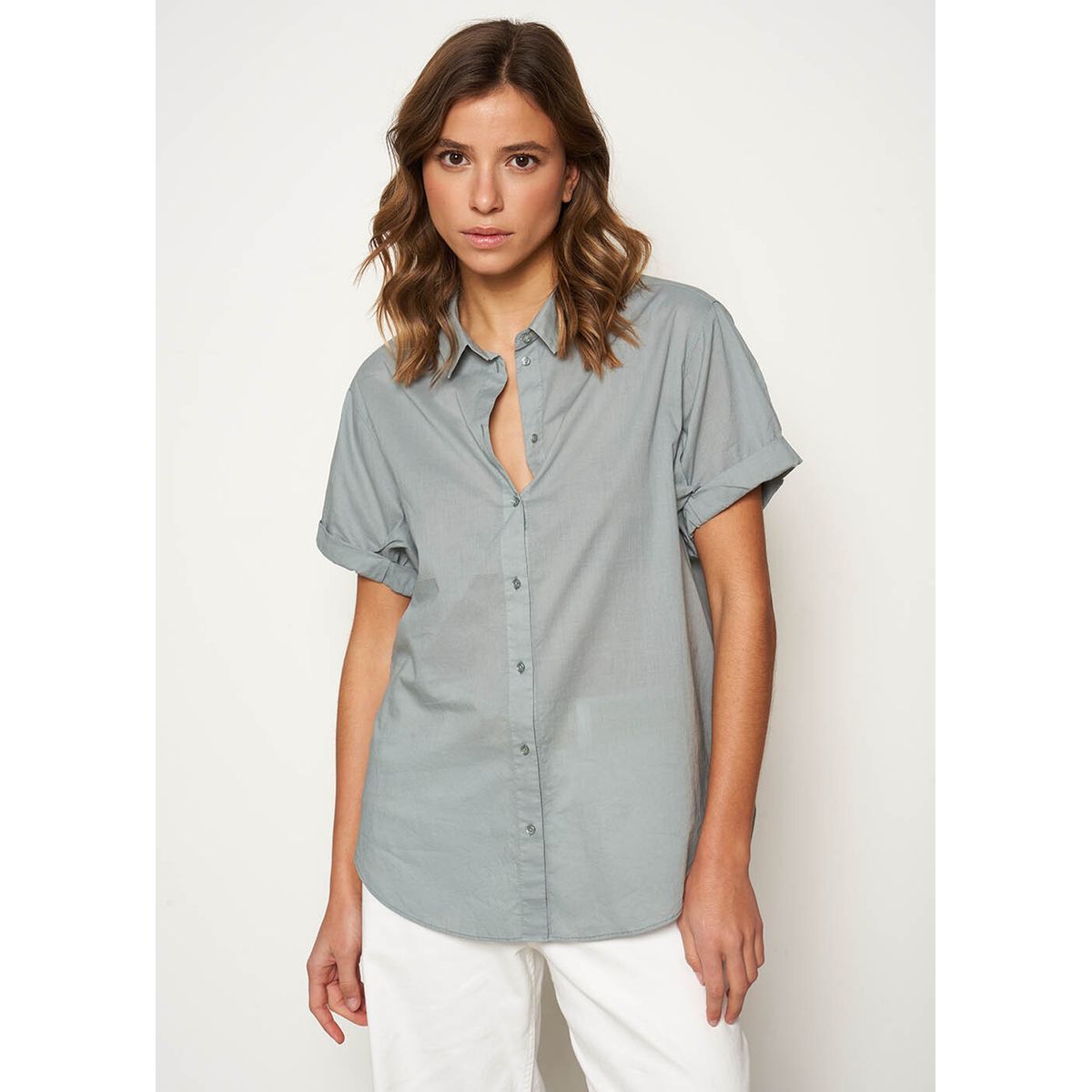 Chemise manches courtes vert amande clair Sud Express La Redoute