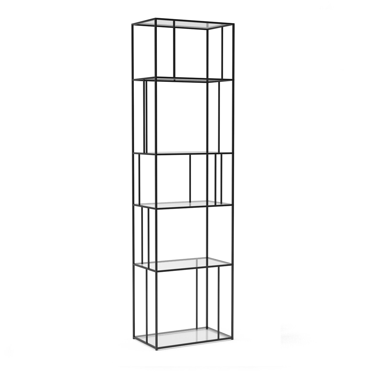Parallel Metal Glass Bookcase Black, Black Bookcase Glass Shelves