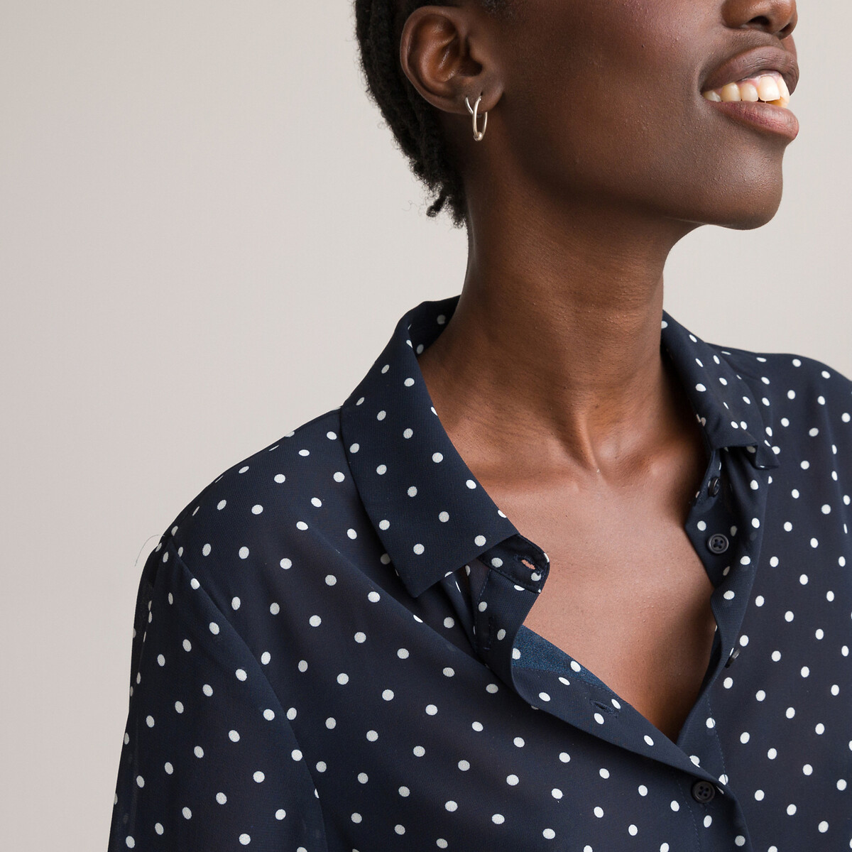 Recycled polka dot shirt with long sleeves La Redoute Collections