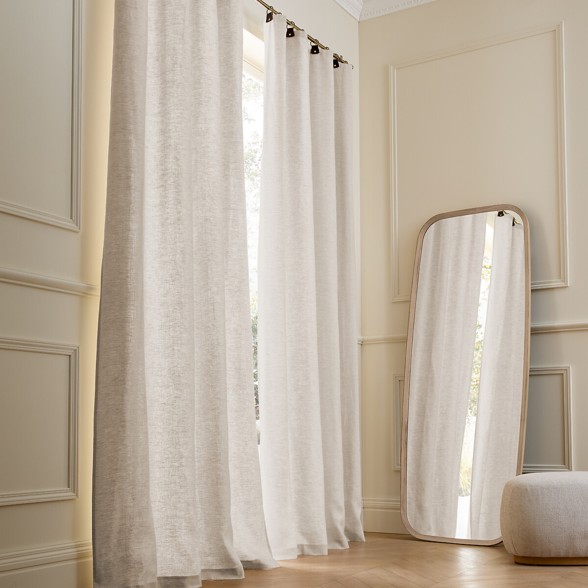 Private Lined Washed Linen Curtain, AM.PM
