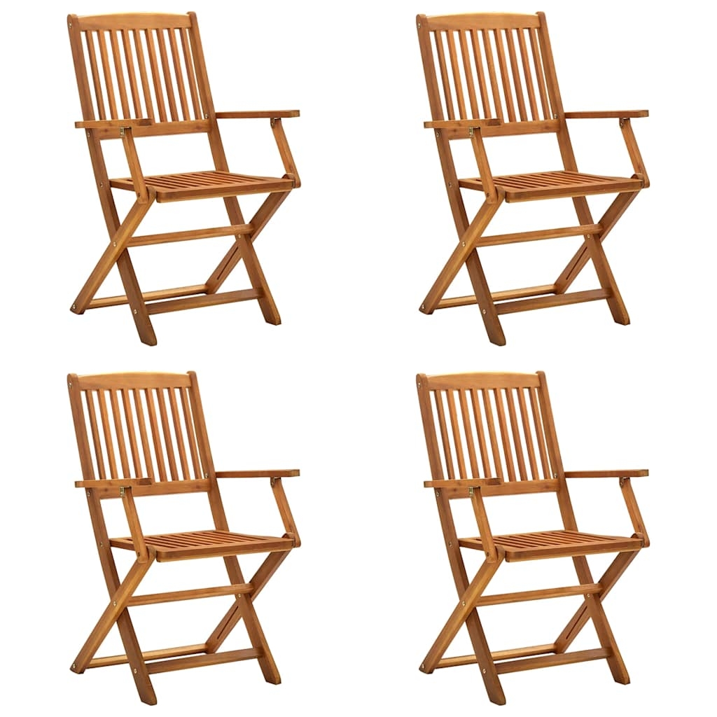 Lot de 4 chaises de jardin pliables en bois avec accoudoirs, HOME MAISON
