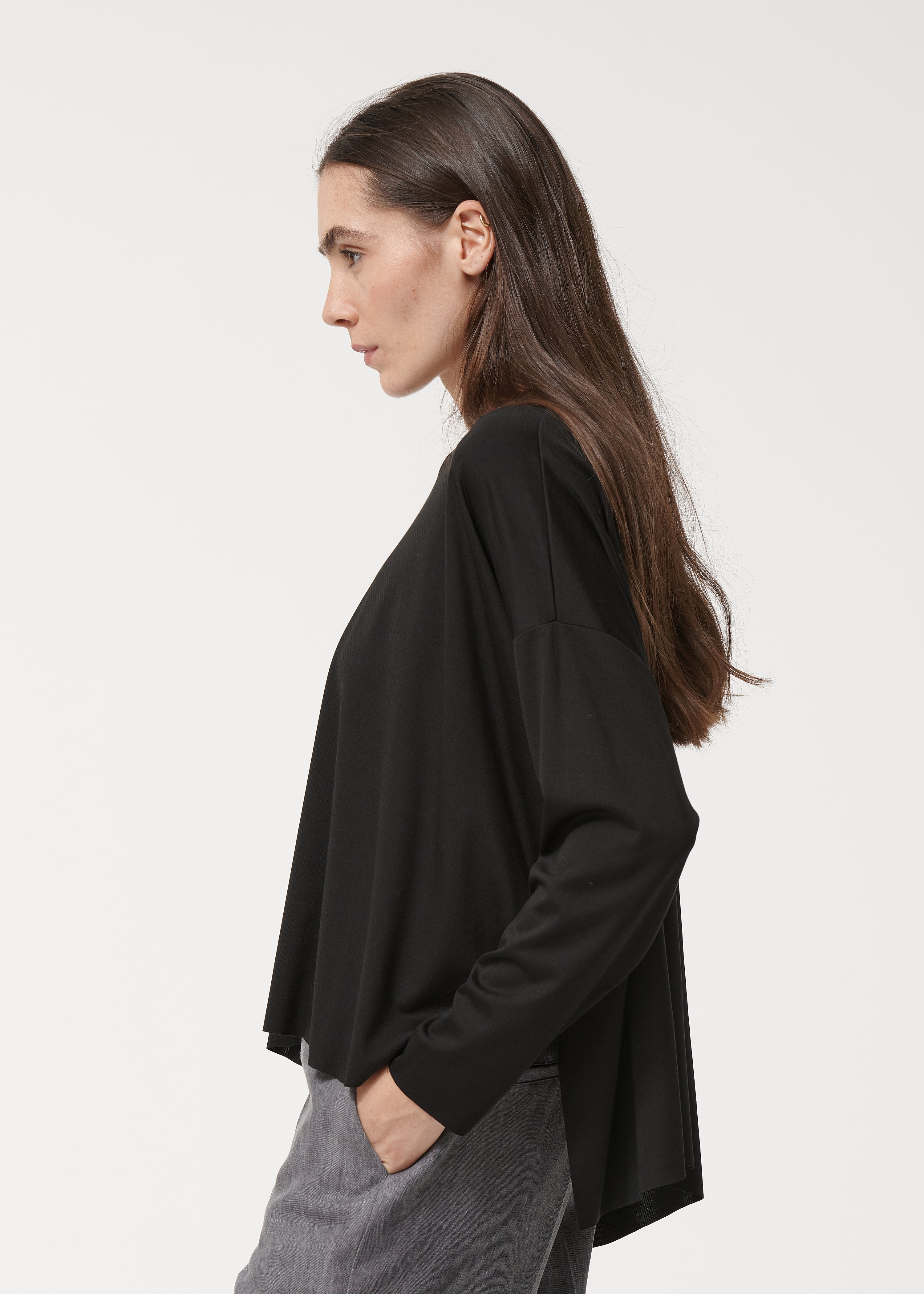 T-shirt en jersey fluide manches longues, HUMILITY