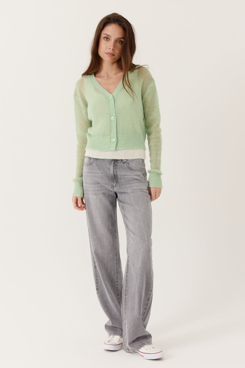 Cardigan à manches longues Cephine encolure en V coupe droite, ARTLOVE