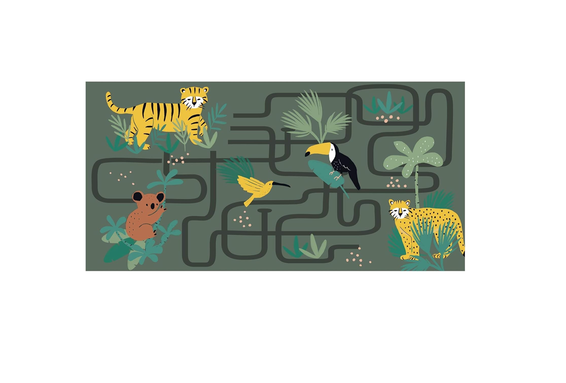 Tapis enfant animaux jungle circuit, EDEN