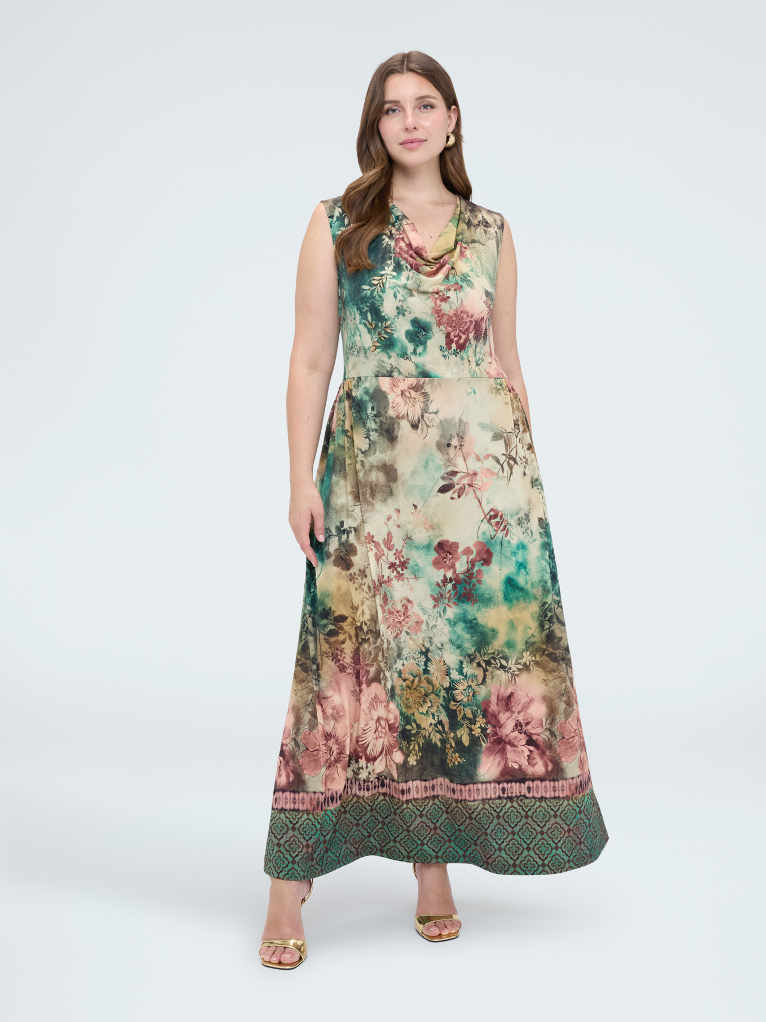 Robe longue évasée avec imprimé, FIORELLA RUBINO