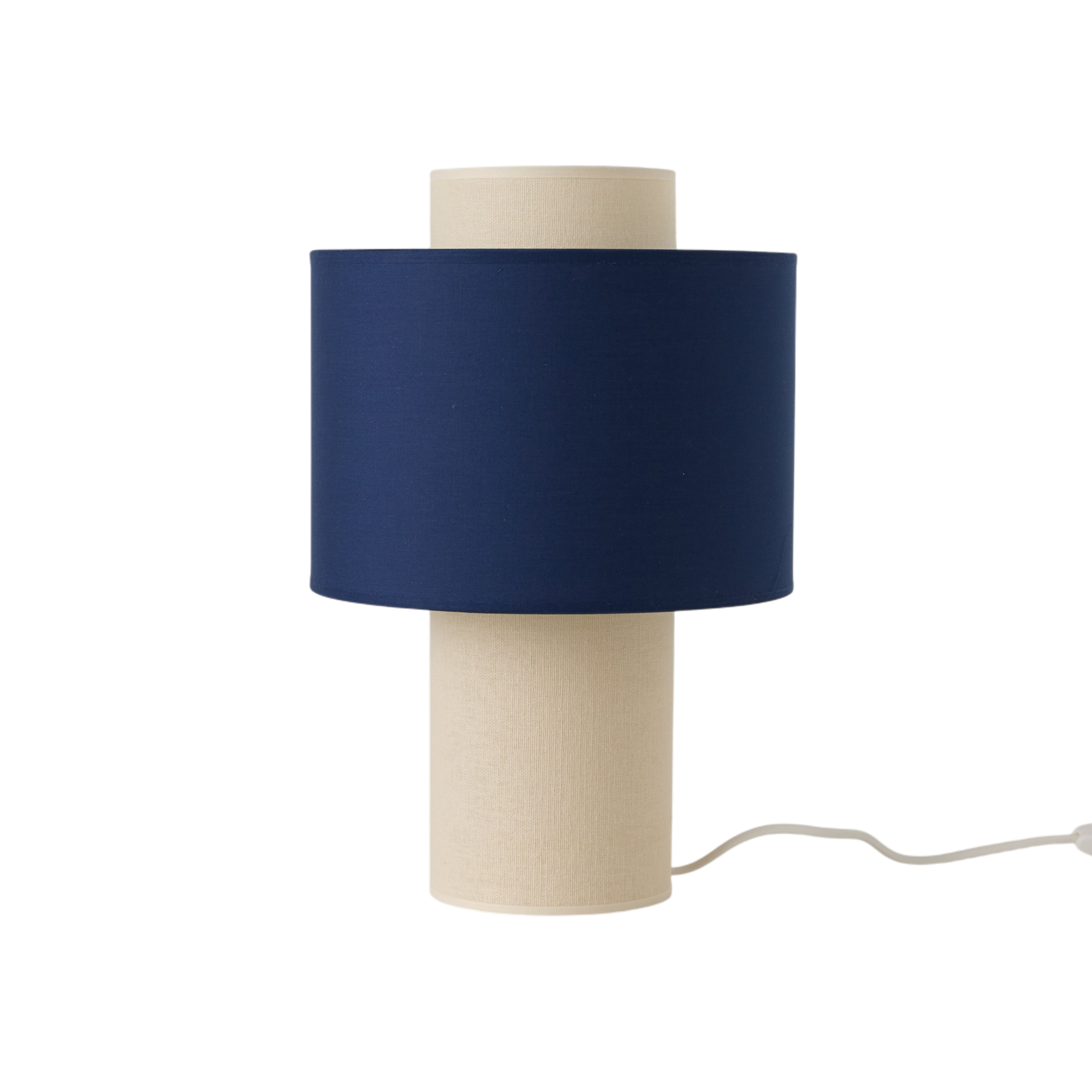 Lampe à poser tissu bleu et blanc - SWAN, CAMIF