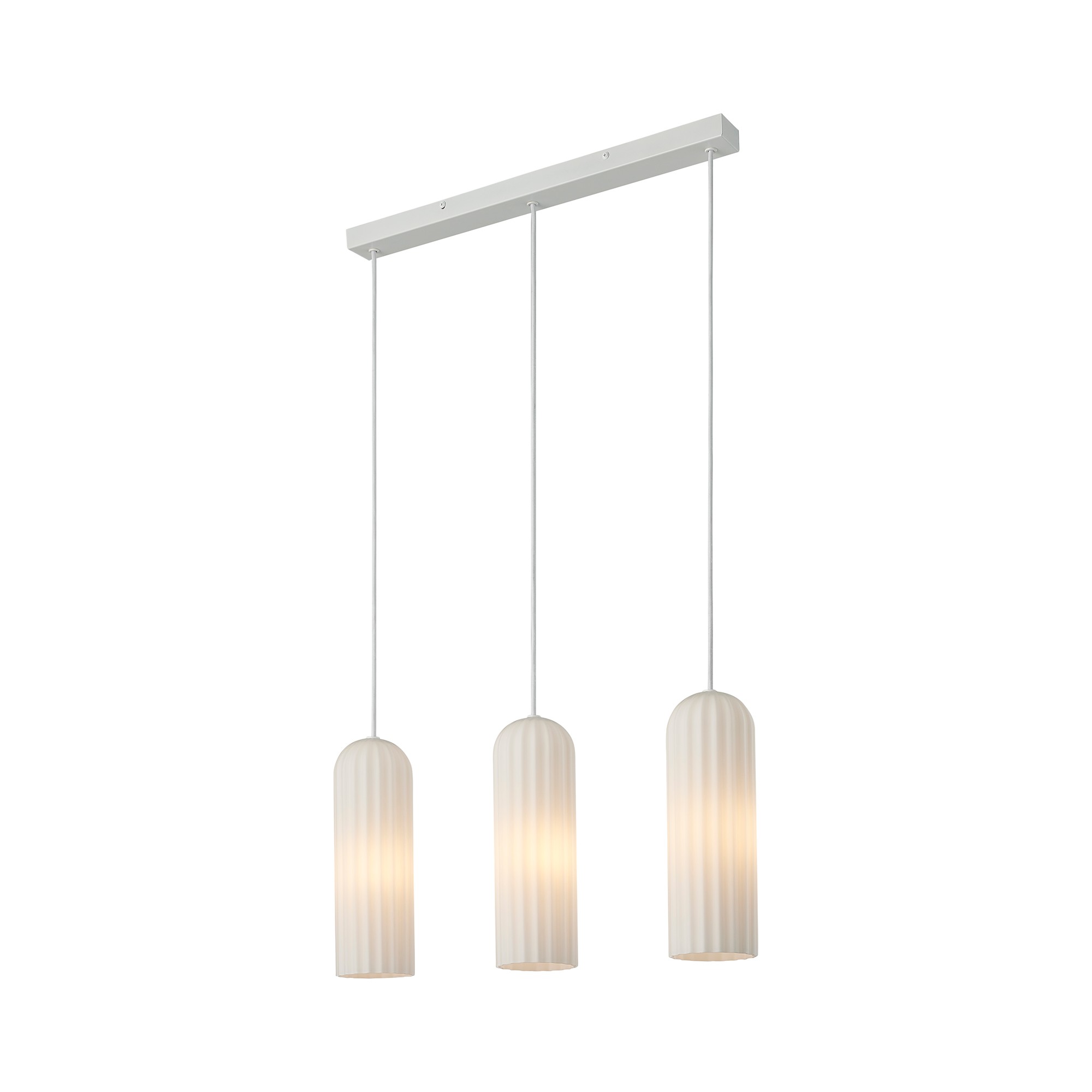 Suspension style moderne et glamour en verre strié, MIELLA 3-Rail, NORDLUX