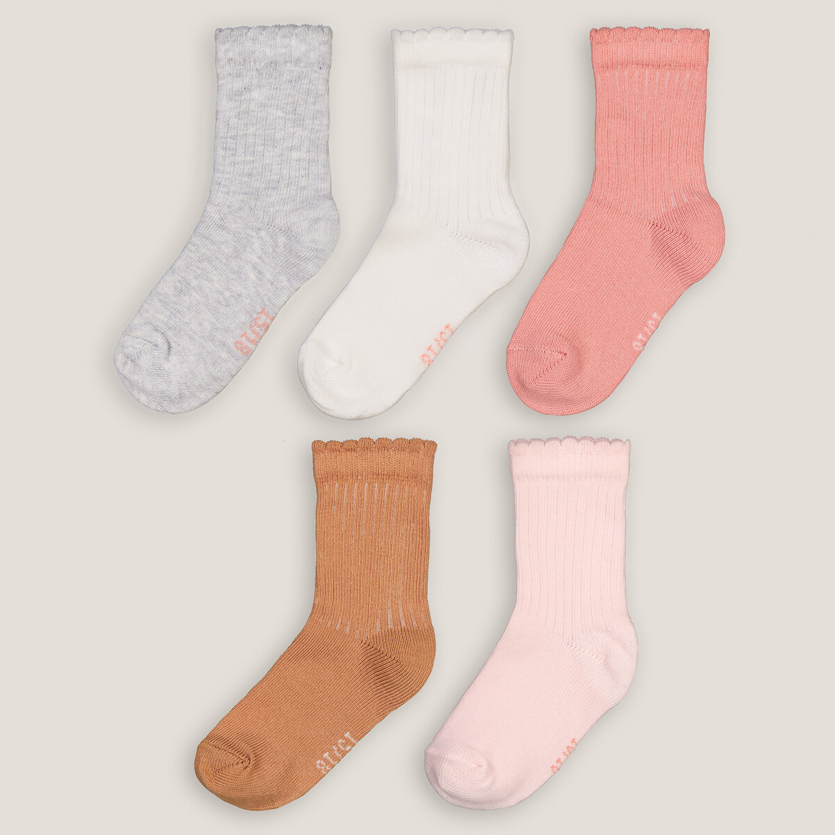 Pack of 5 Pairs of Socks in Plain Cotton Mix