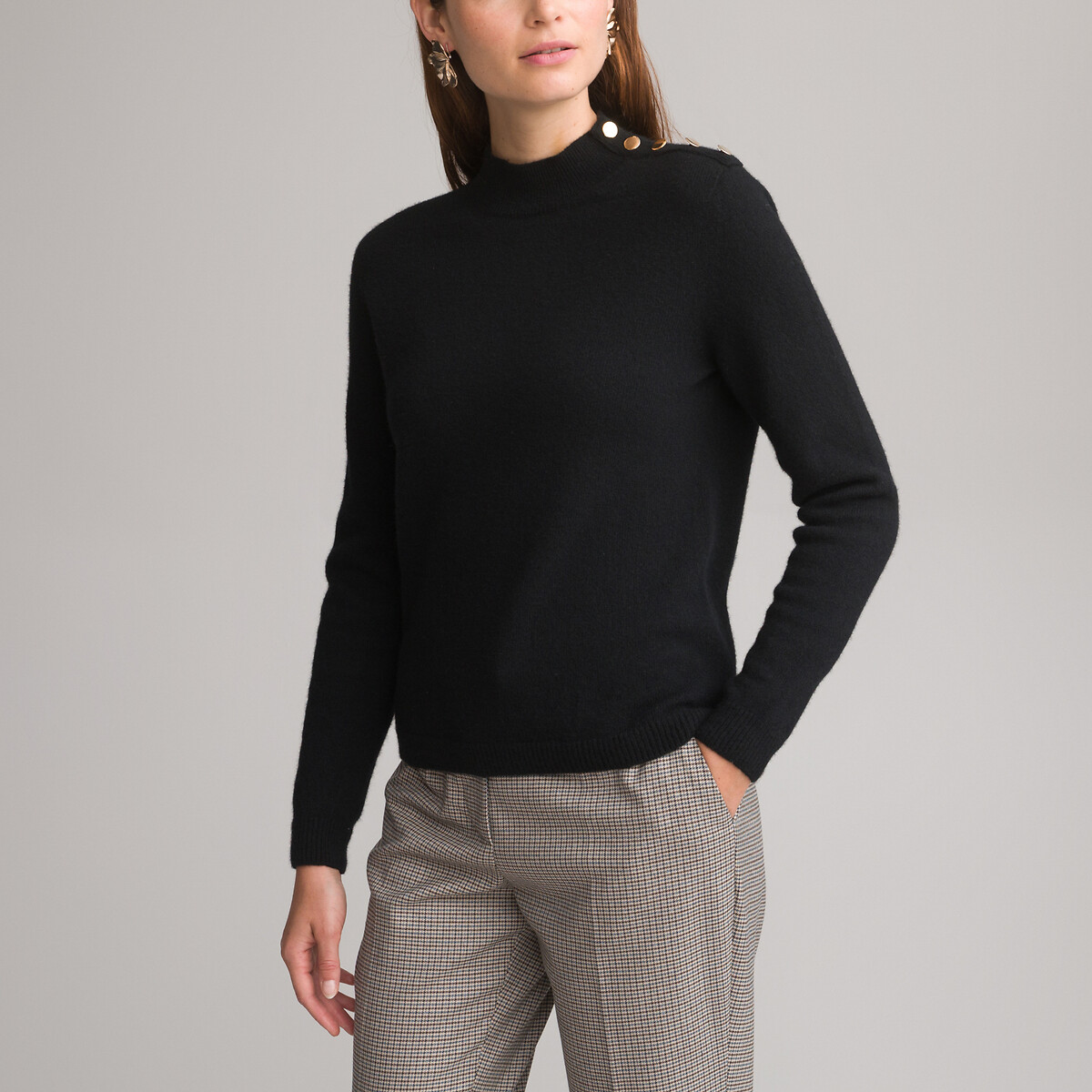 Wool/cashmere jumper in fine knit with high neck Anne Weyburn | La Redoute