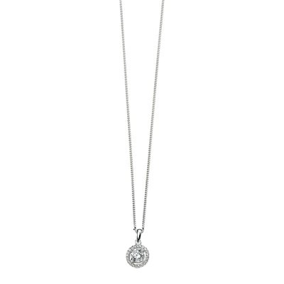 Sterling Silver Pave Disc Pendant With Clear Round Cubic Zirconia BEGINNINGS