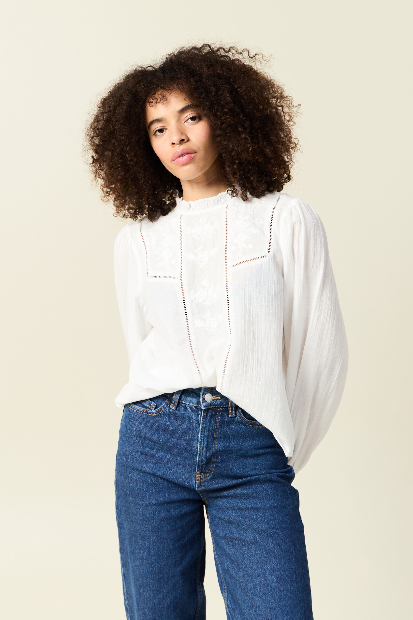 Chemise manches longues brodée, BONOBO