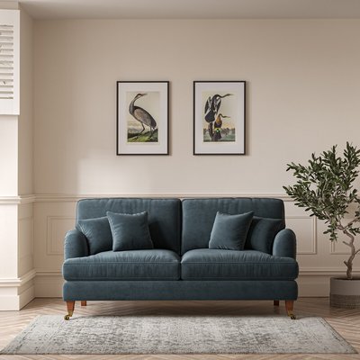 Emeline Textured Velvet 3 Seater Sofa with Antique Castor Legs SO'HOME