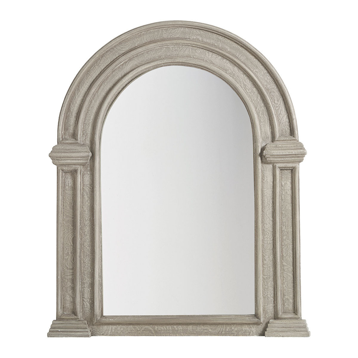 Miroir arche en bois patiné - H. 100 cm, BLANC D’IVOIRE