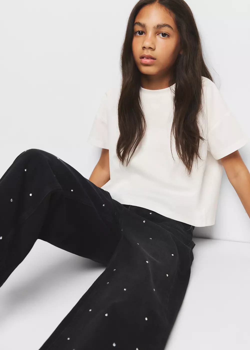 Jean style jupe-culotte strass, MANGO KIDS