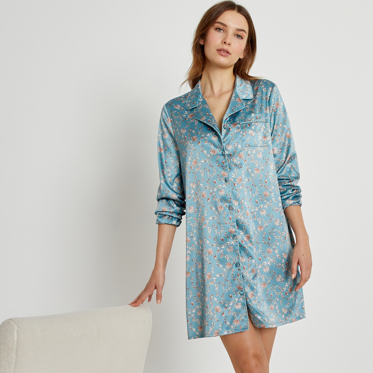 Chemise de nuit longue satin grande taille La Redoute