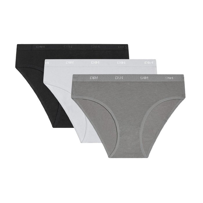 Pack of 3 briefs in cotton, 6-14 years, black/white/grey, Dim | La Redoute