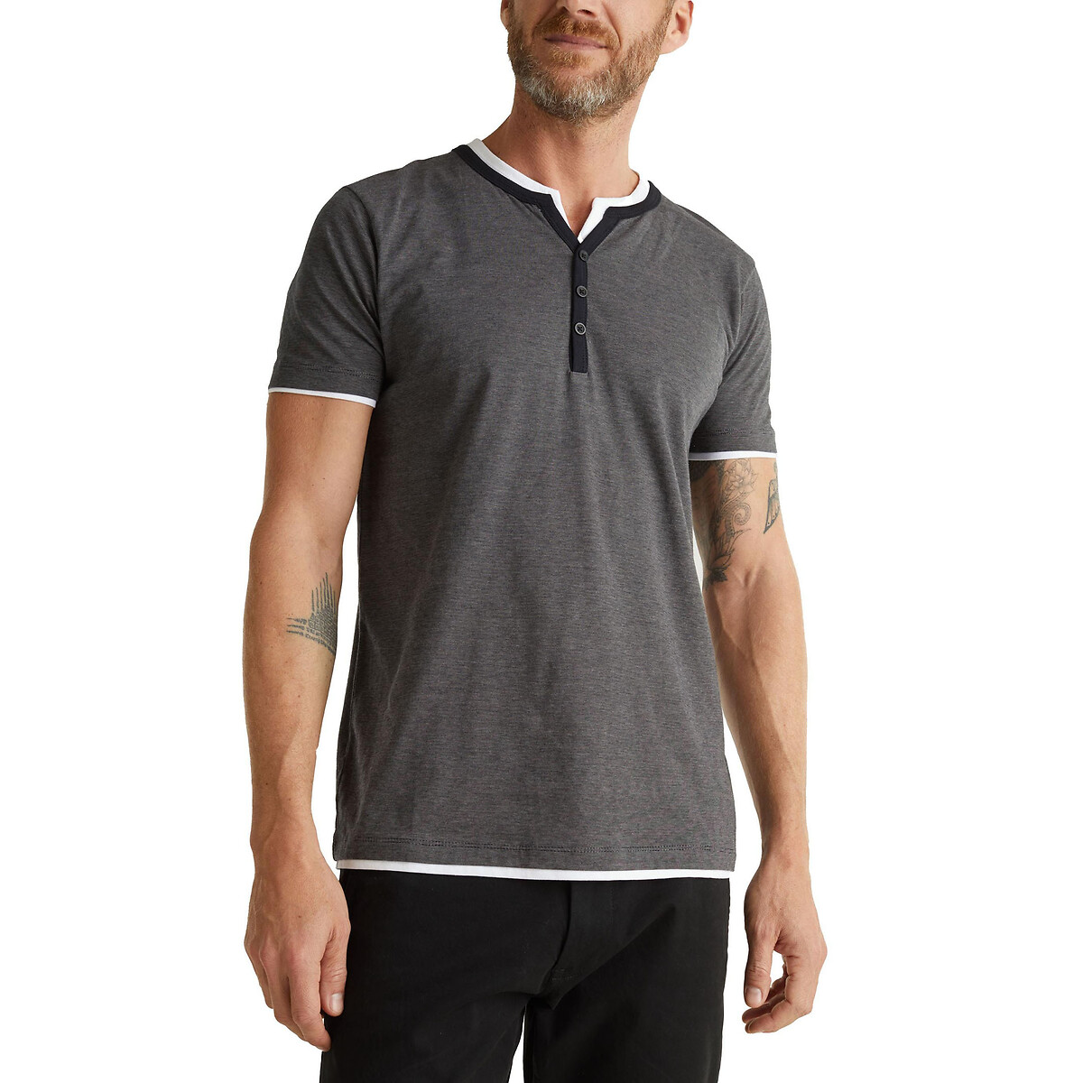 Nuevo Camiseta Cuello Panadero Hombre | Compra Online a Precios Super  Baratos