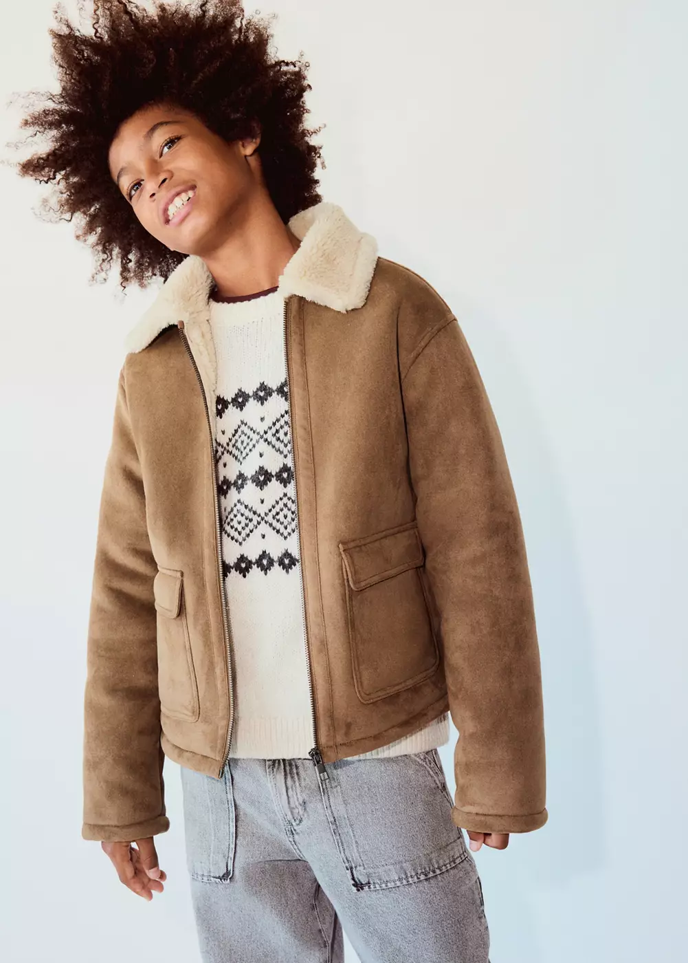 Veste double face intérieur moutonné, MANGO KIDS