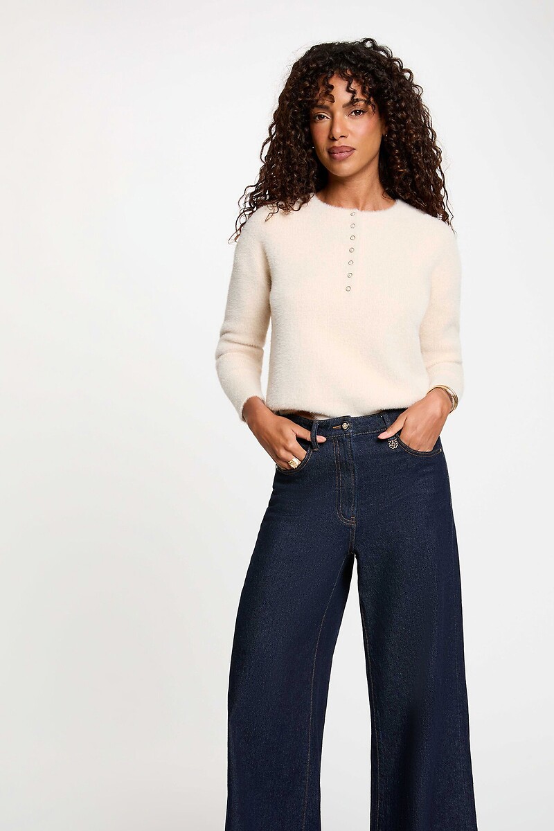 Maglione con scollo abbottonato, MORGAN