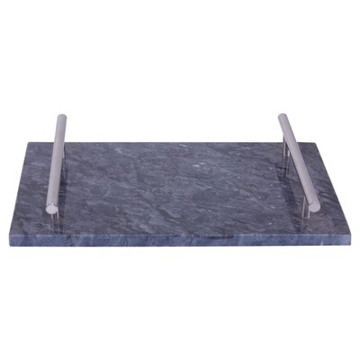 Marble Serving Tray with Silver Handles SO'HOME