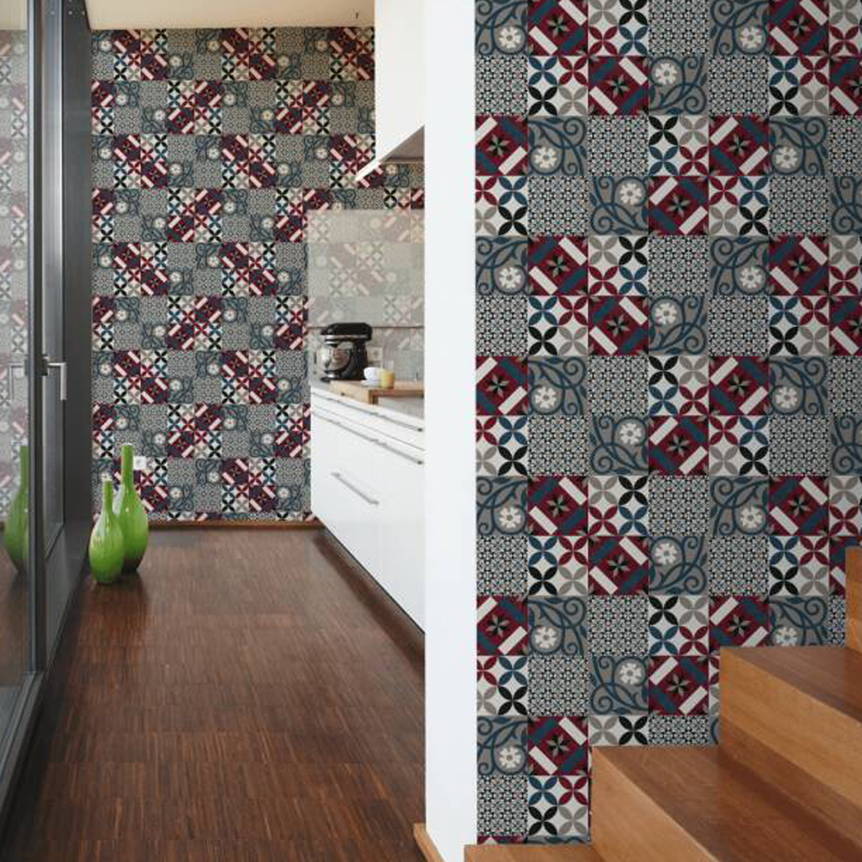Papier peint  - Effet mosaïque colorée, HOME MAISON