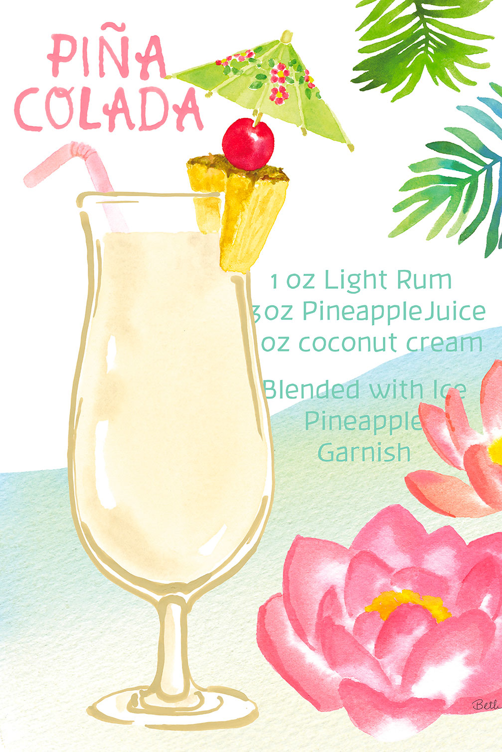 Tableau Pina colada en aquarelle, HEXOA