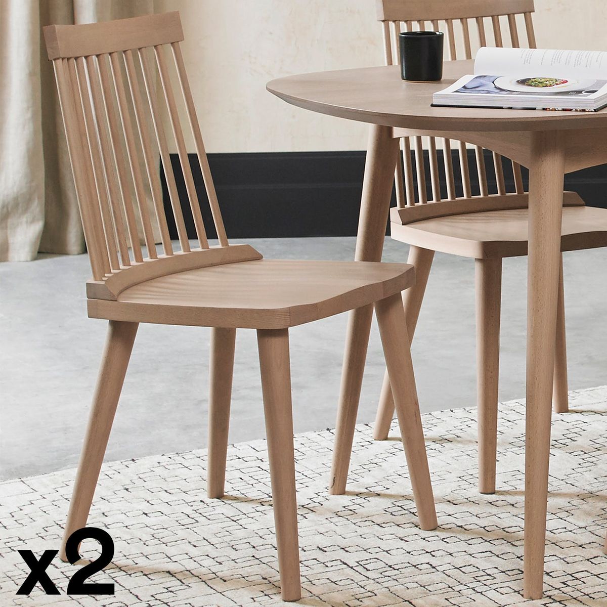 Chaise scandinave à barreaux (lot de 2) copenhague bois naturel Pier