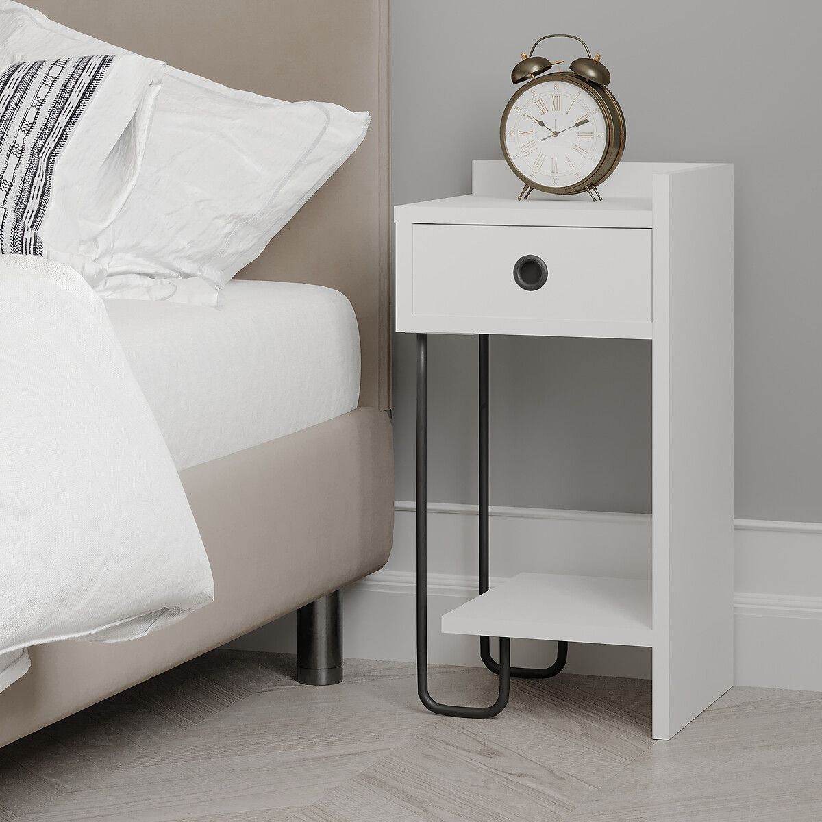 B and m white bedside table sale