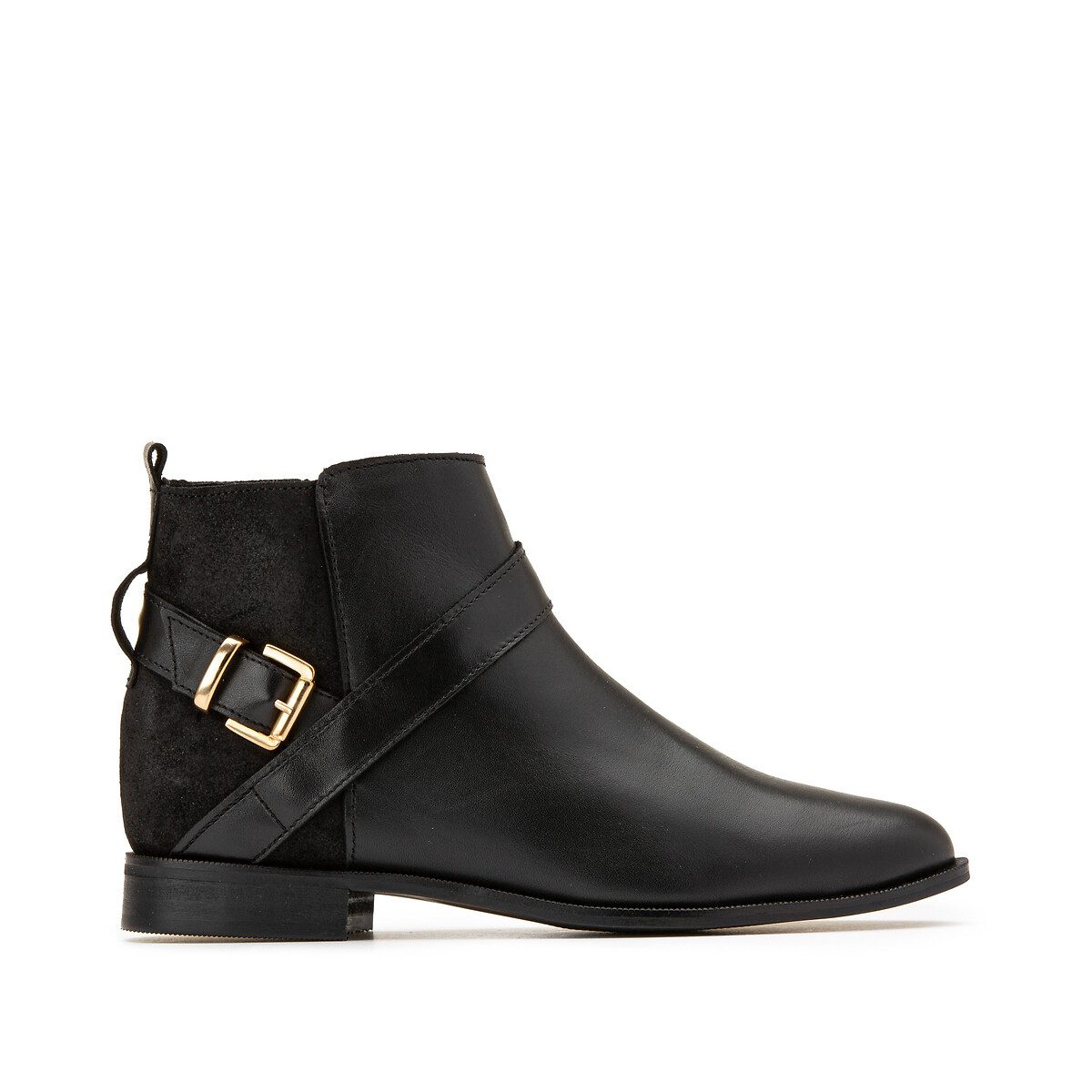 Flat leather ankle boots with zip black Weyburn La