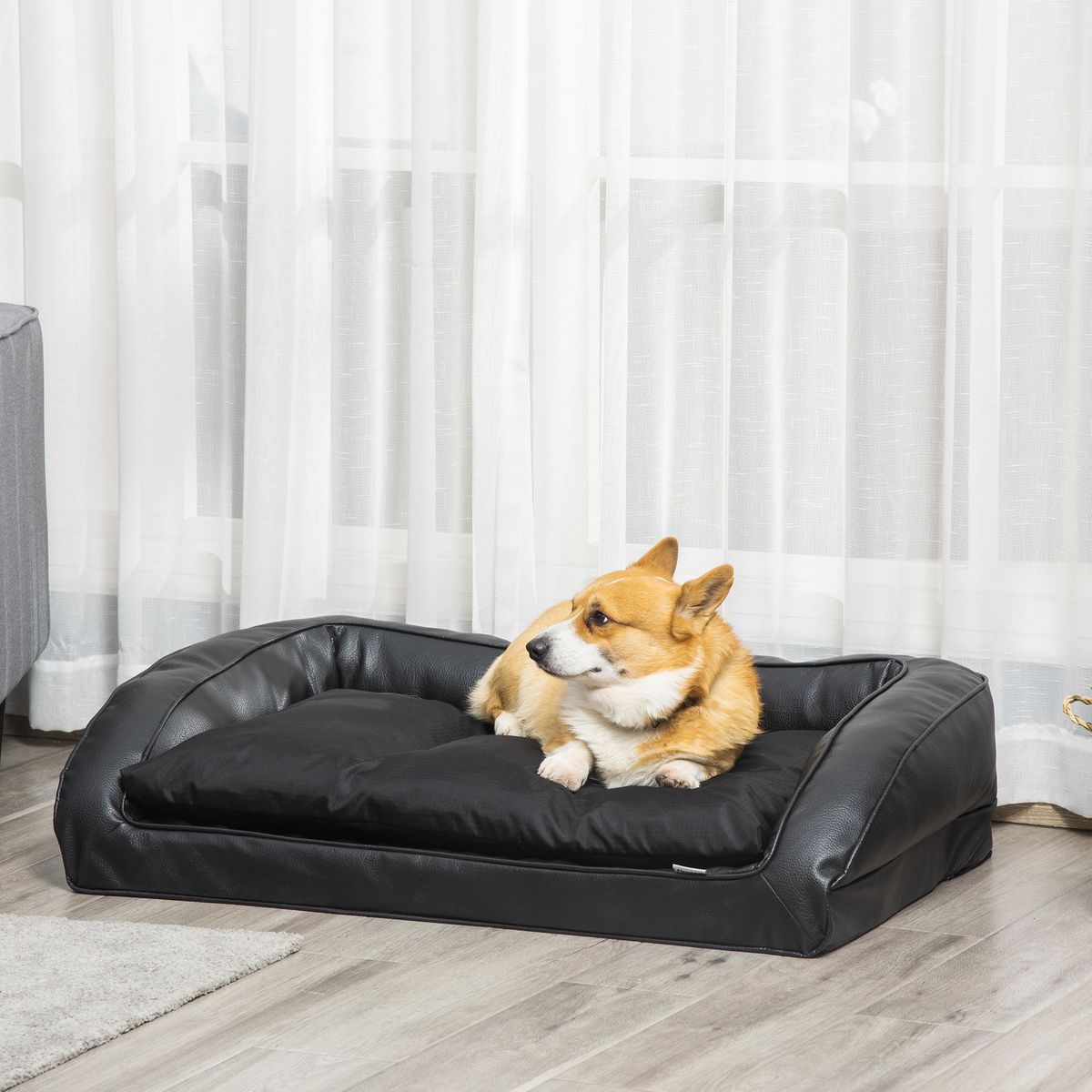 PawHut Panier pour chien lit pour animaux de compagnie mini et petite  taille lit canapé chien chat velours hollandais coton PP 59 x 59 x 30 cm  gris