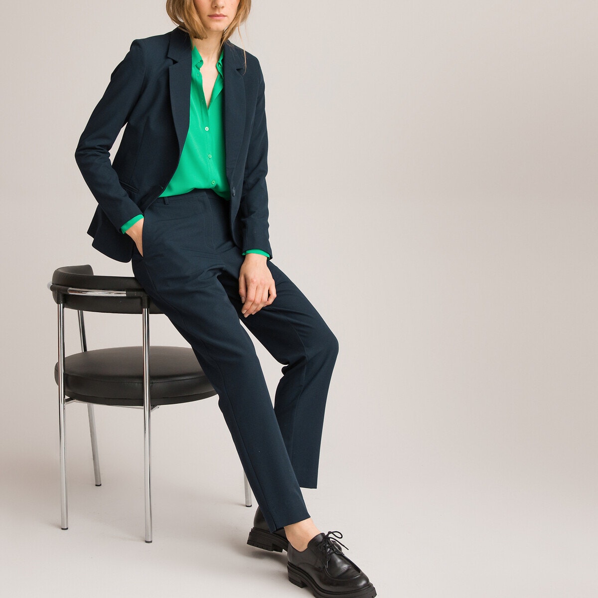 Pantalon classique discount bleu marine femme