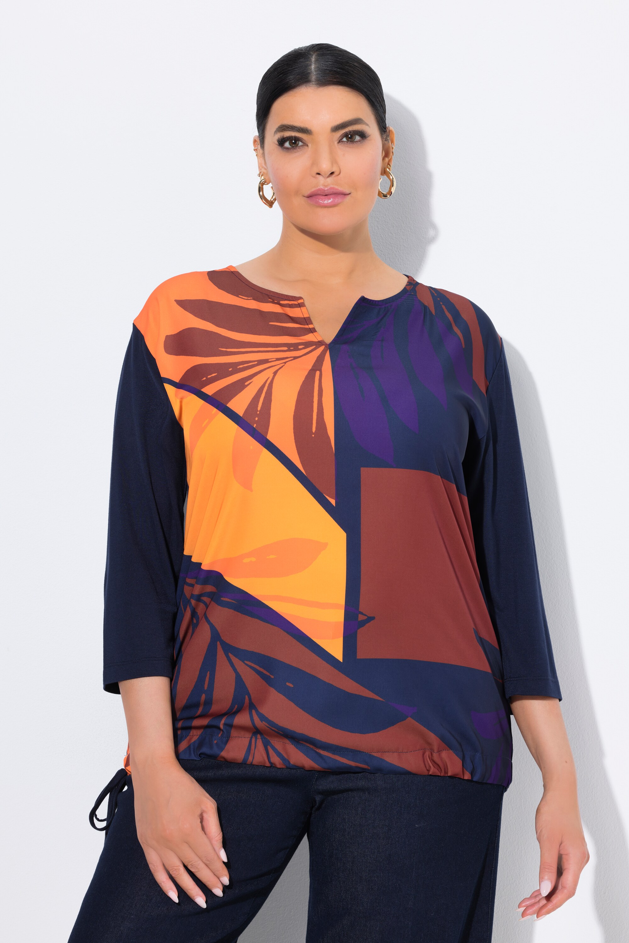 T-shirt col tunisien et manches 3/4, ULLA POPKEN