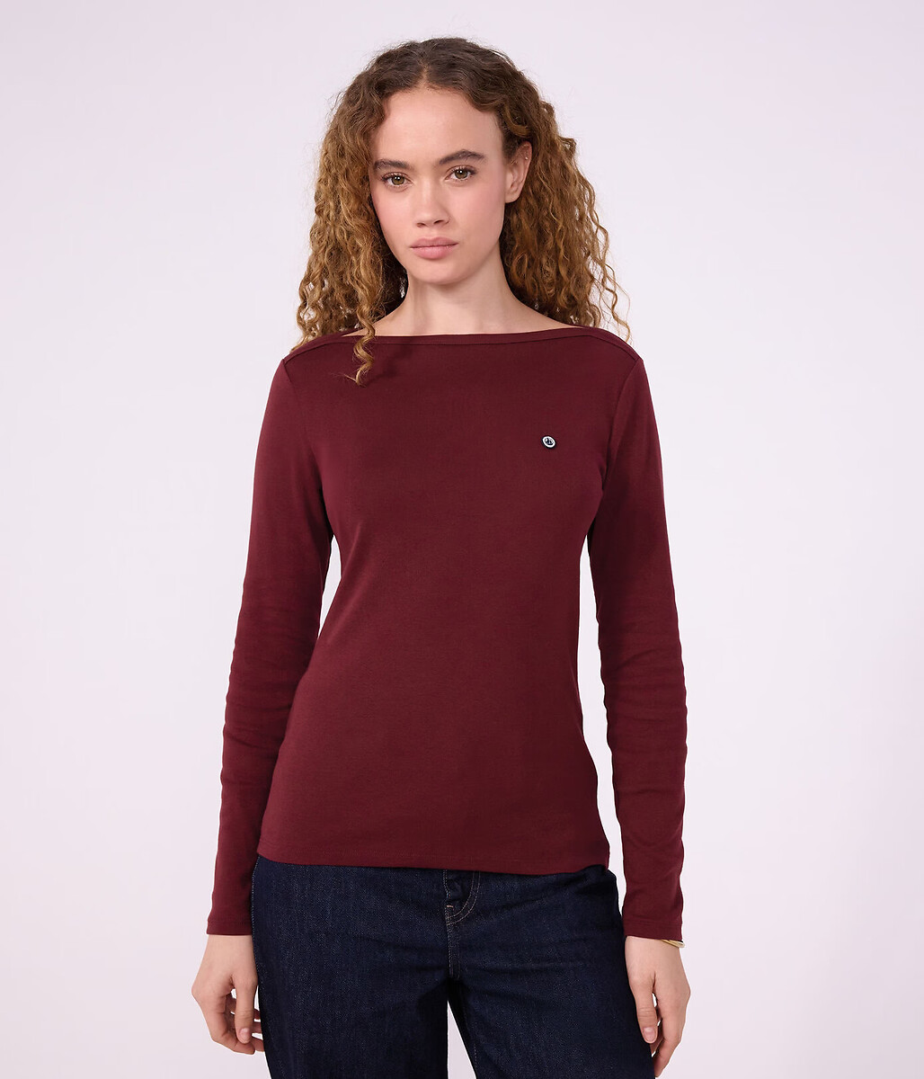 T-shirt Iconique col amiral en coton, manches longues, PETIT BATEAU
