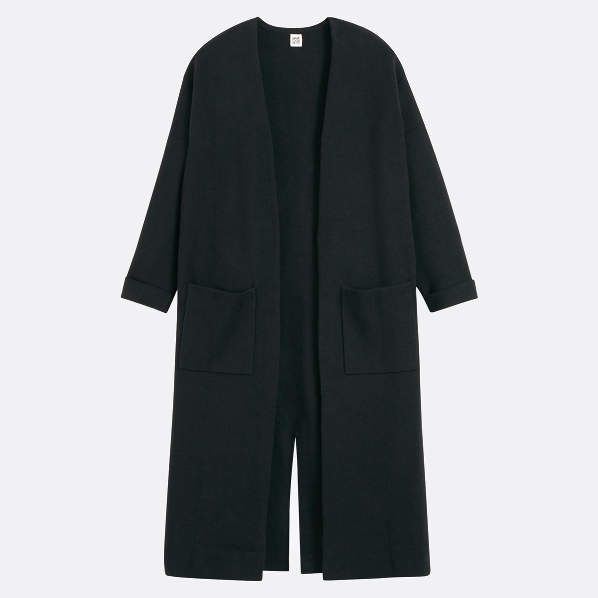Pull Cardigan Long Pour Femme Grande Taille - Coton Polaire Chaud - Noir - Veste D'Hiver Longue Et Chaude - 4
