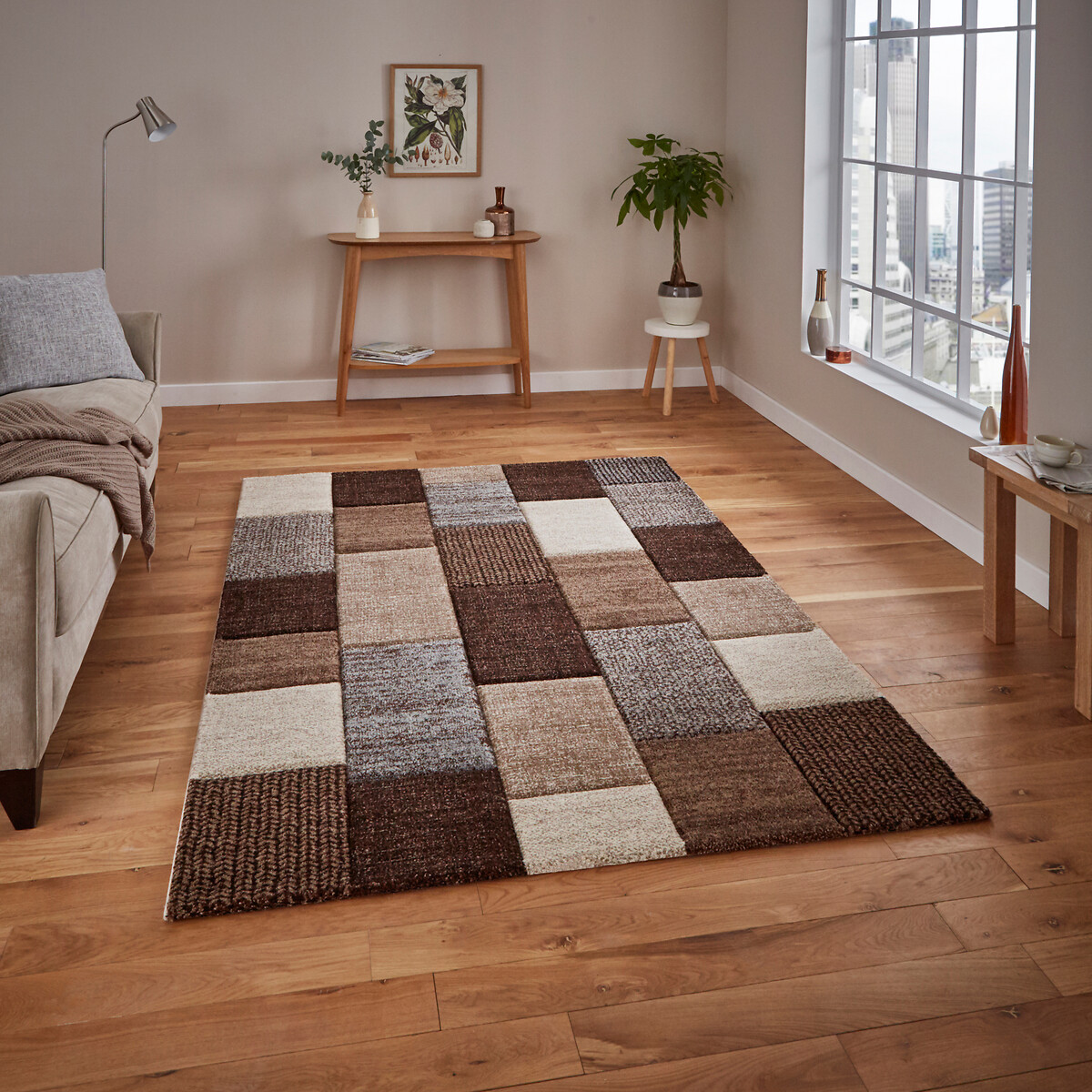 Geometric Brick Tile Print Rug, SO'HOME