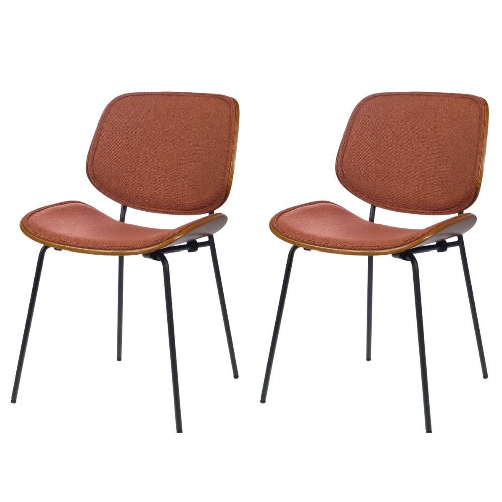 Chaise de salle à manger en tissu brique et bois Atlanta (lot de 2), AMADEUS