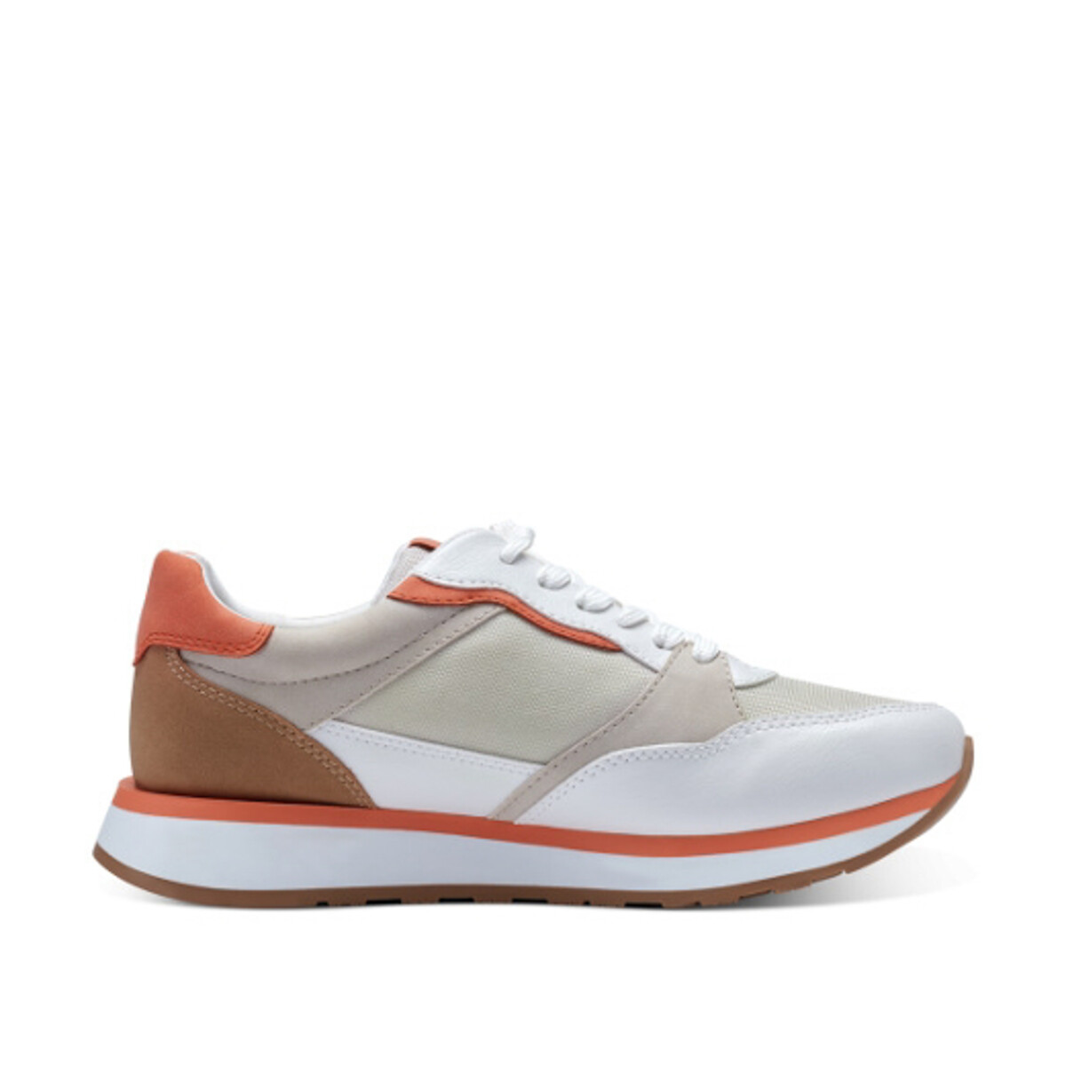 Dual fabric trainers white/orange | La Redoute