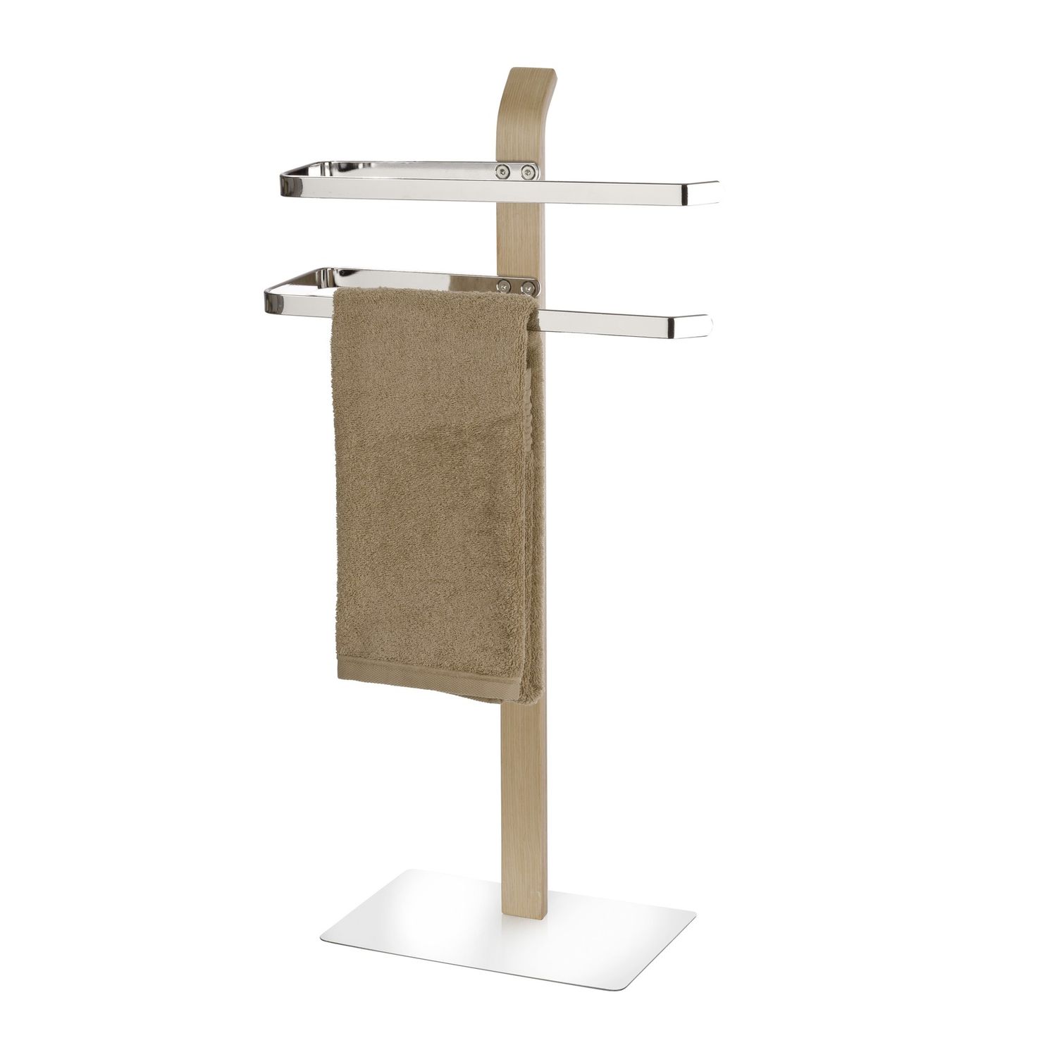 Porte-serviettes 2 barres en inox et bois SAMONA, WENKO