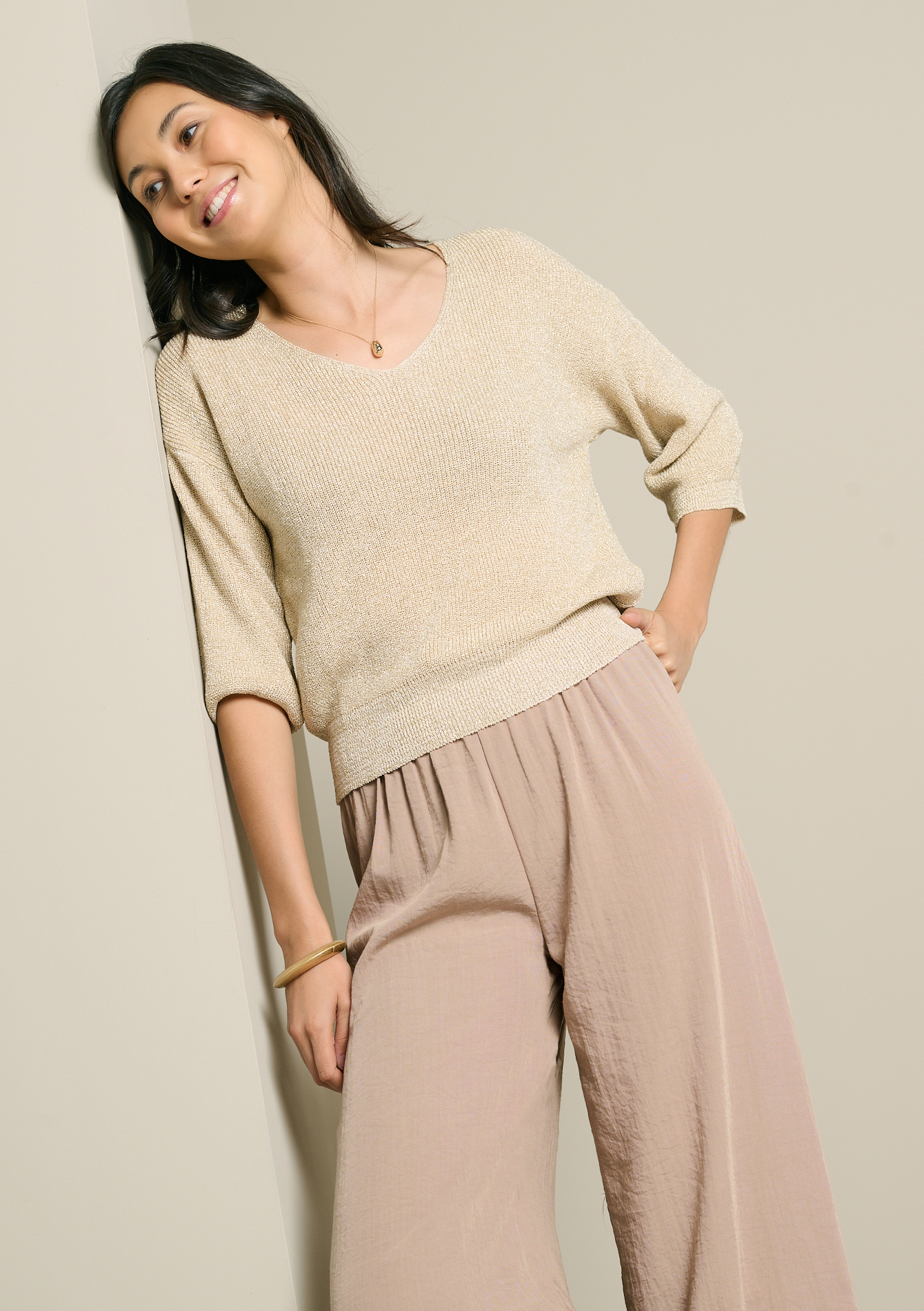 Pull fil textile manches 3/4, LOLALIZA