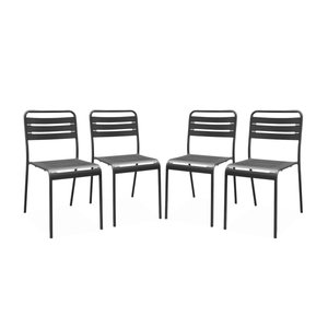 lot de 4 chaises de jardin acier, Amélia, L44 x