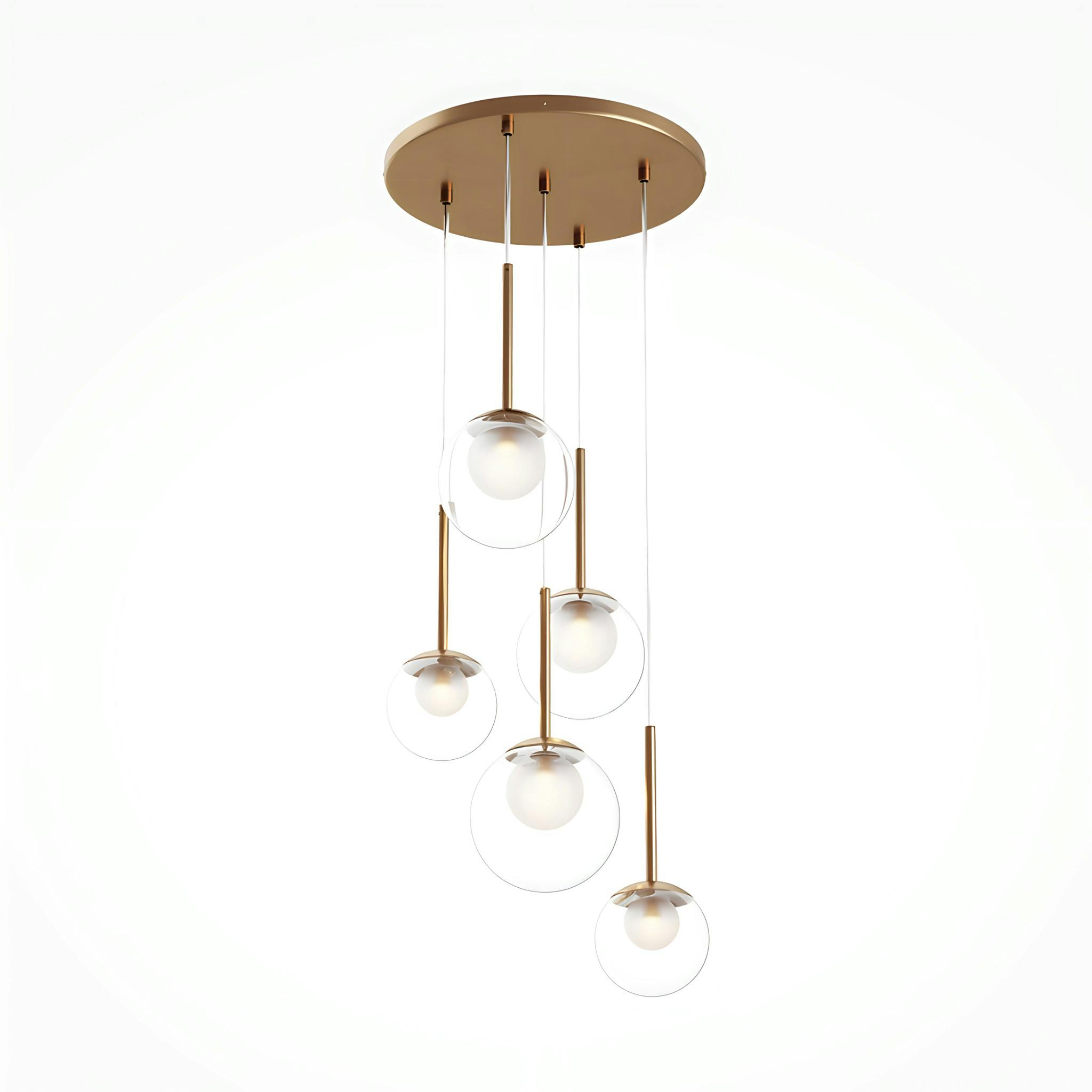 Suspension moderne verre & or - 5 globes en grappe DELTONA, PIER IMPORT