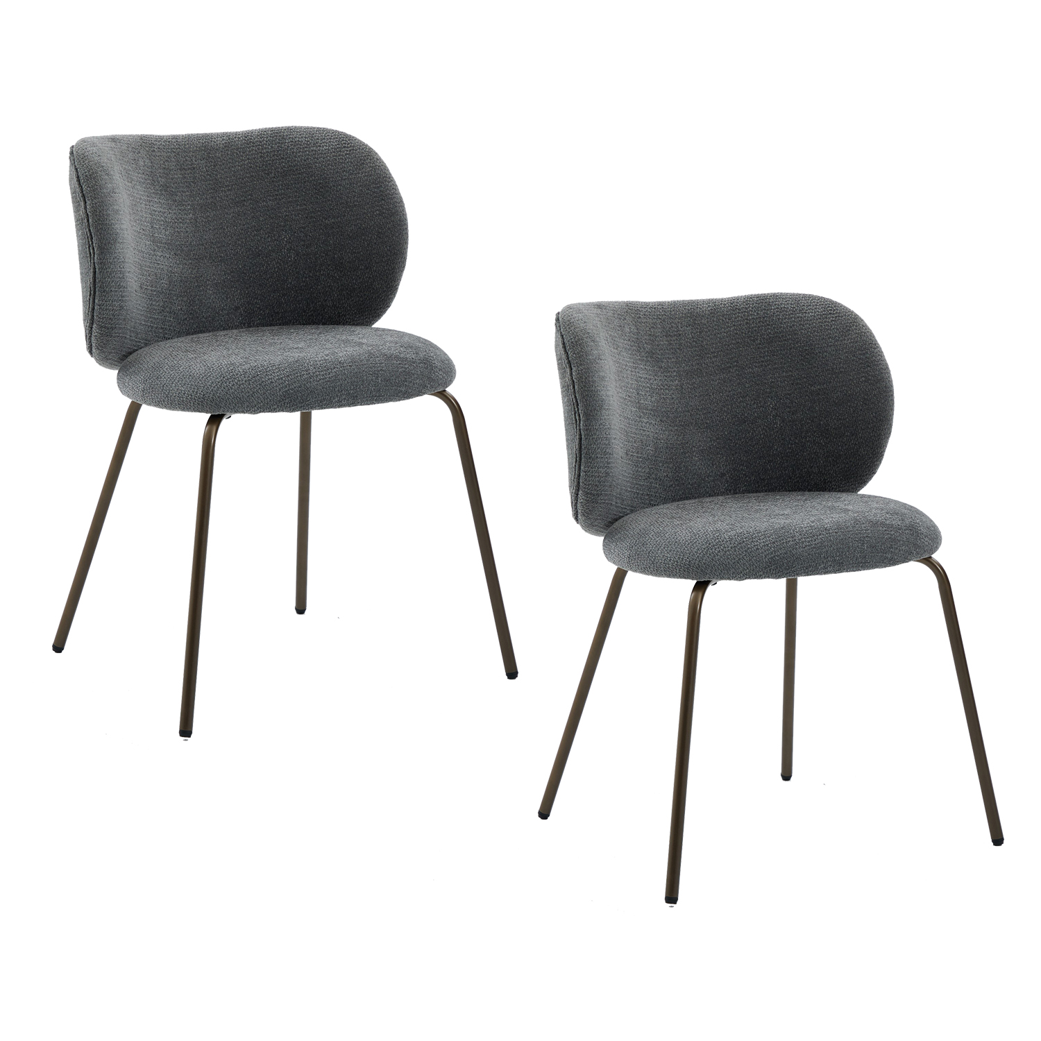 Lot de 2 chaises de salle à manger modernes en chenille tissu, KAROMIC, MEUBLES COSY