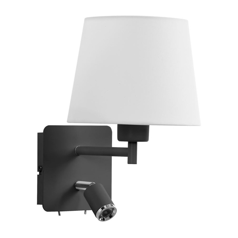Applique Tête De Lit Room Noir Liseuse Abat-jour Blanc, MILLUMINE