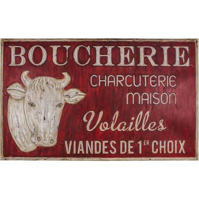 Grande plaque vintage en fer 122,5 x 74 cm Boucherie charcuterie ANTIC LINE CRÉATIONS