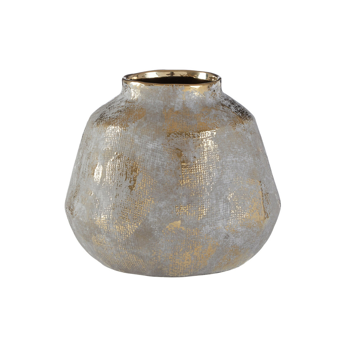 Small Grey Ceramic Gold Finish Vase, ÉDITÉ