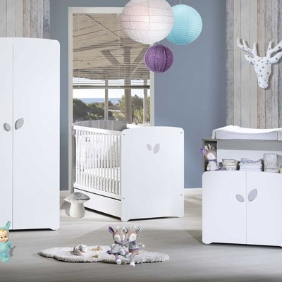 Chambre trio lit little big bed + commode + armoire Leaf BABY PRICE
