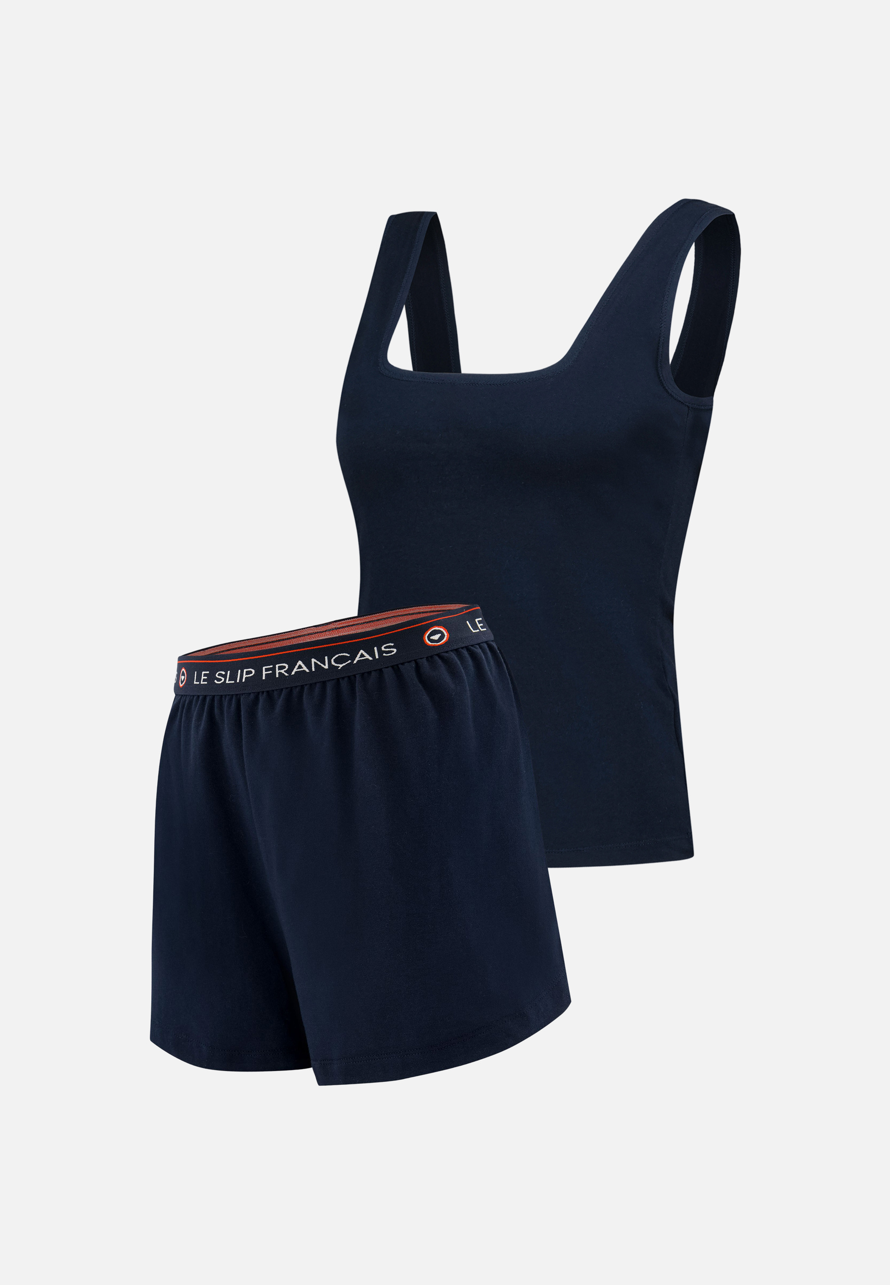 Ensemble pyjama débardeur et short marine en coton Femme, LE SLIP FRANCAIS