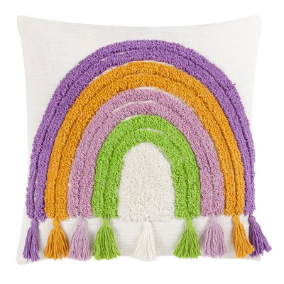 Rainbow Tassel Tufted Filled Cushion 45x45cm SO'HOME