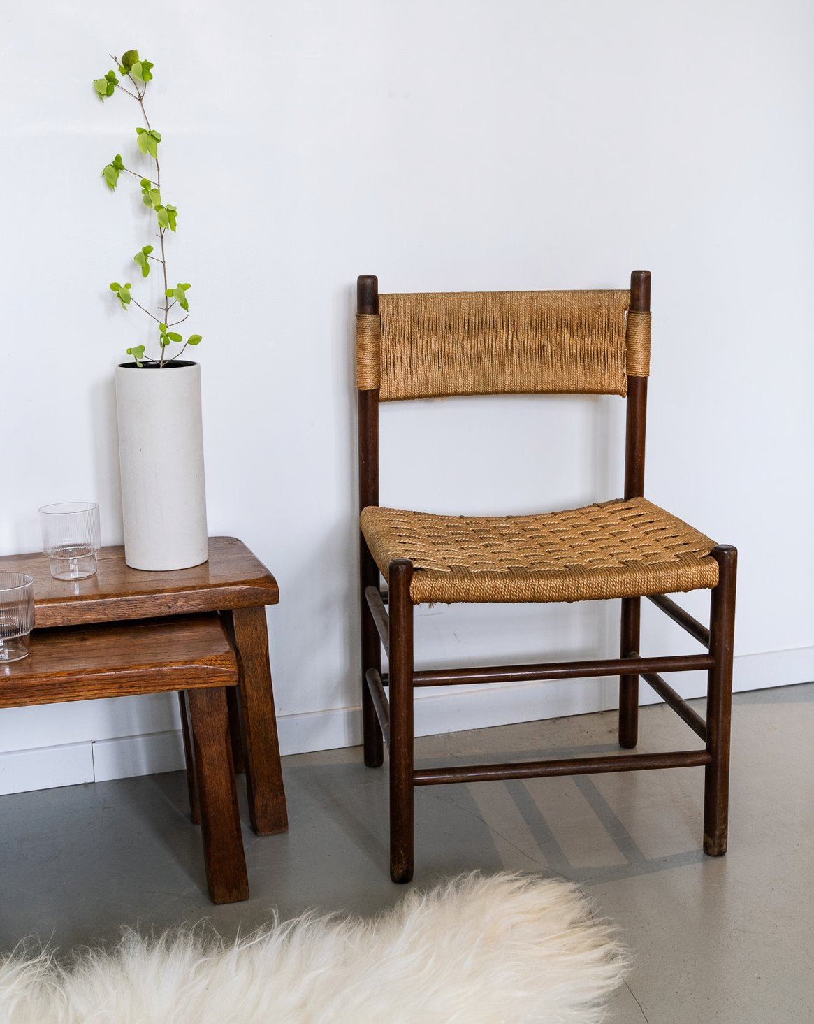 Paire de chaises en corde Alma N°332 - Bon état, DEBONGOUT
