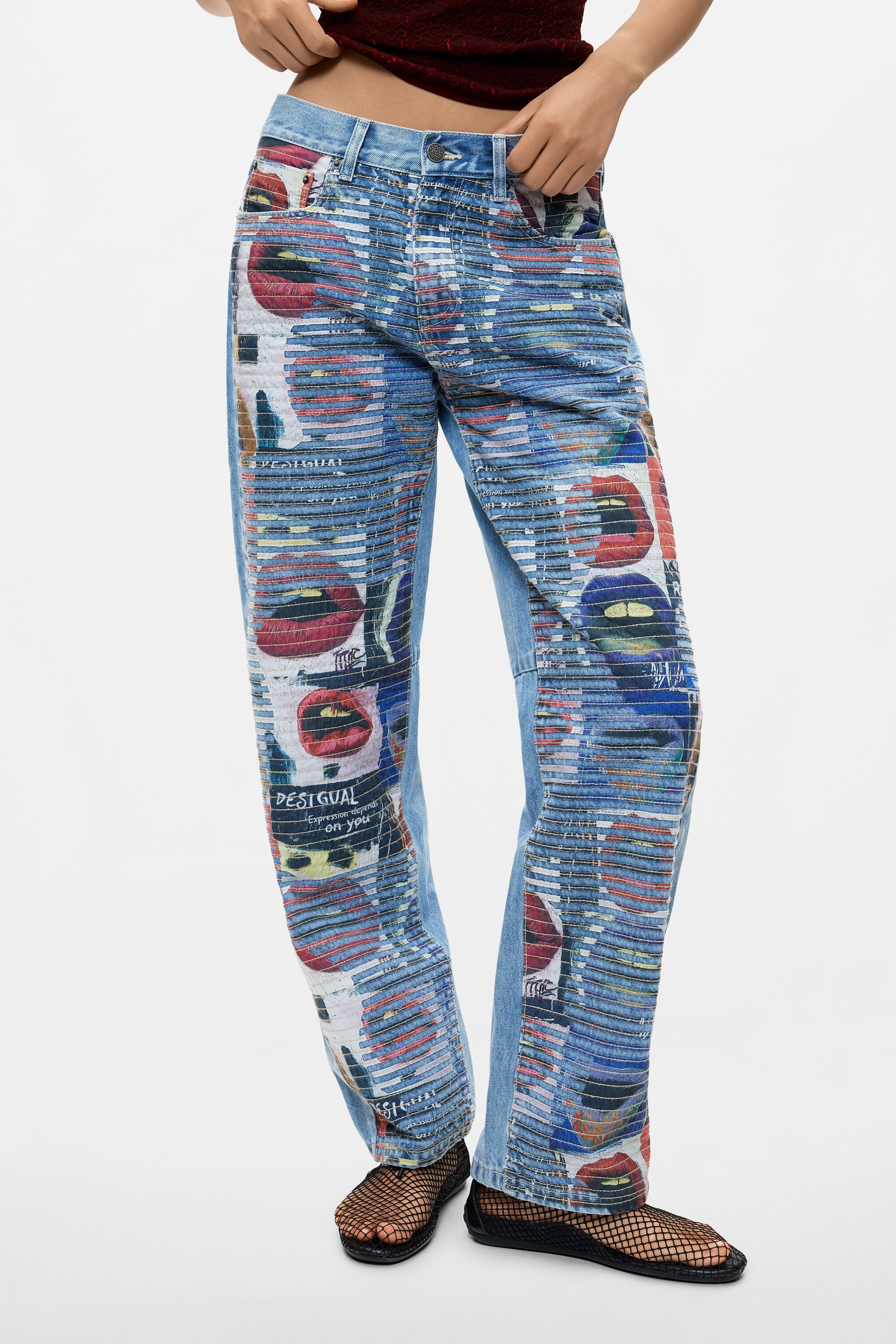Pantalon en jean imprimé balloon, DESIGUAL
